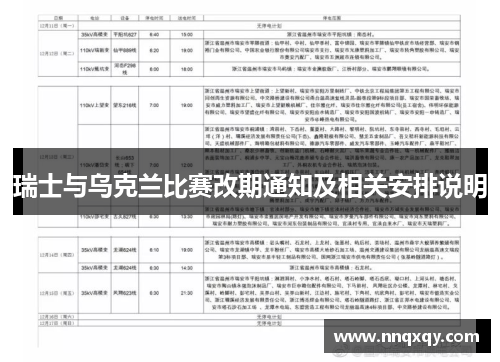 瑞士与乌克兰比赛改期通知及相关安排说明